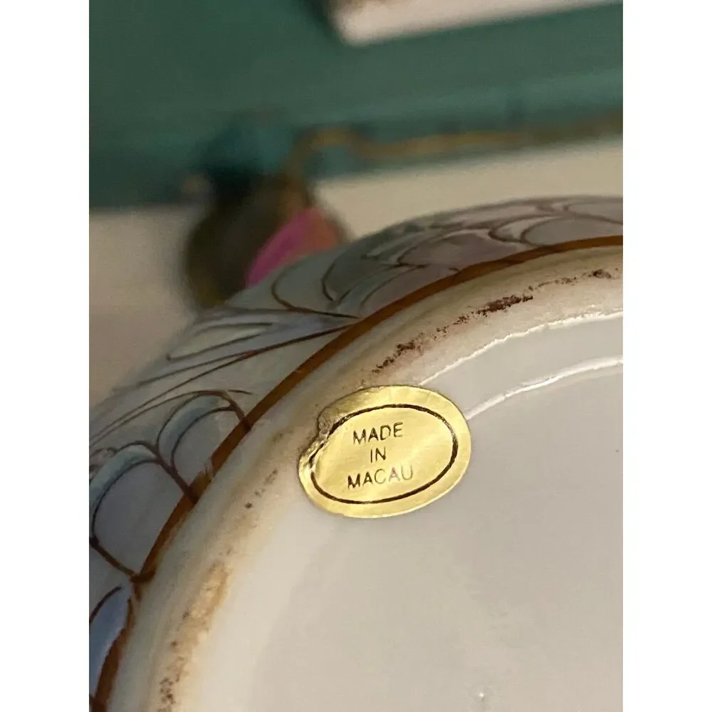 Vintage Pastel Feathered art Nouveau Style Deco Art vase MCM